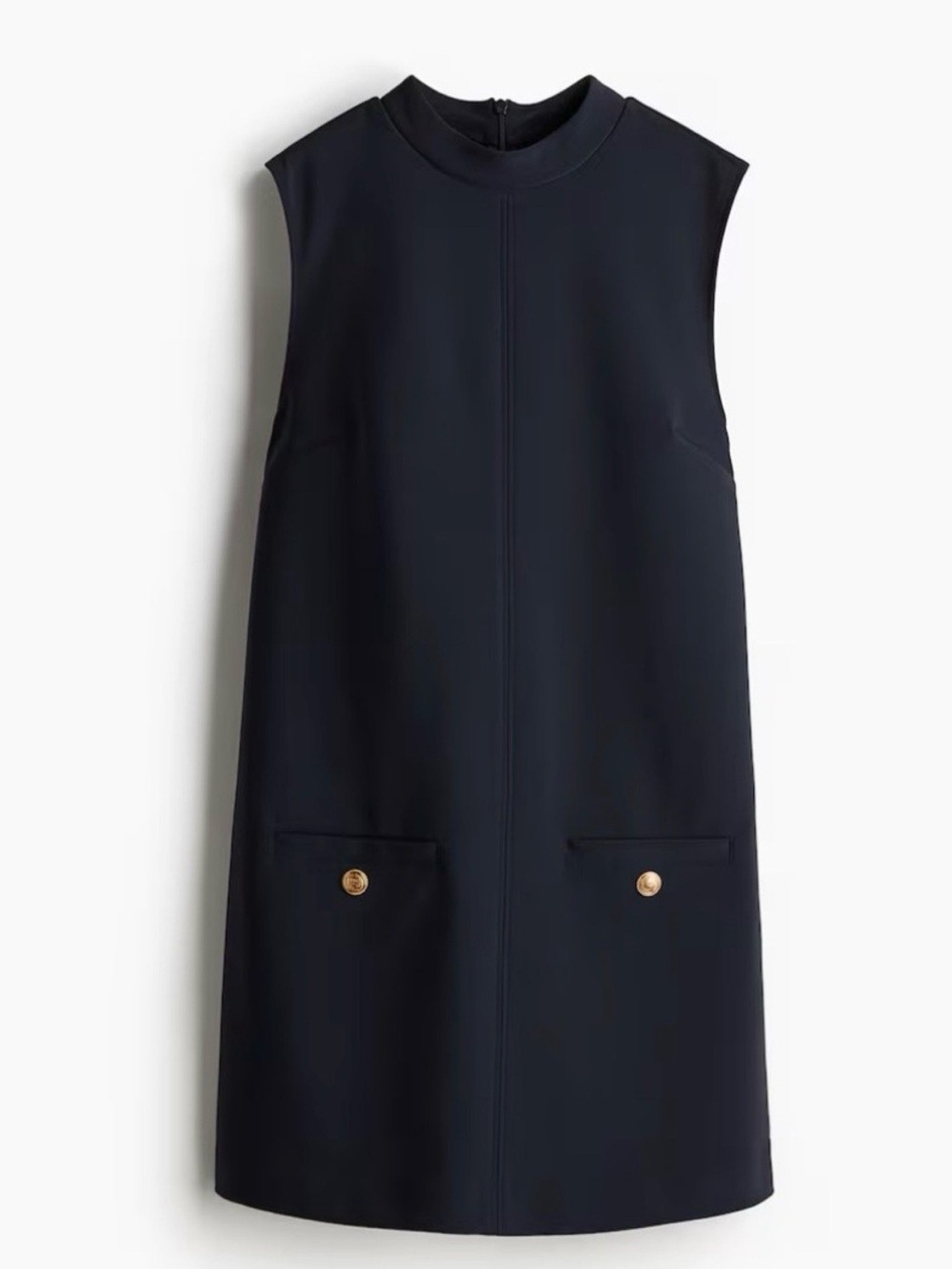 NWT H&M Navy Shift Dress with Gold Button Detail